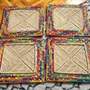 4 vintage wicker trivets/placemats